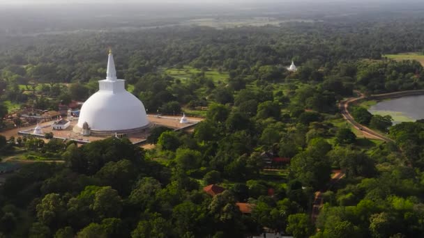 Flygfoto Buddhistisk Pagoda Staden Anuradhapura Sri Lanka — Stockvideo