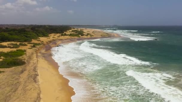Морской Пейзаж Тропическим Песчаным Пляжем Голубым Океаном Шри Ланка — стоковое видео