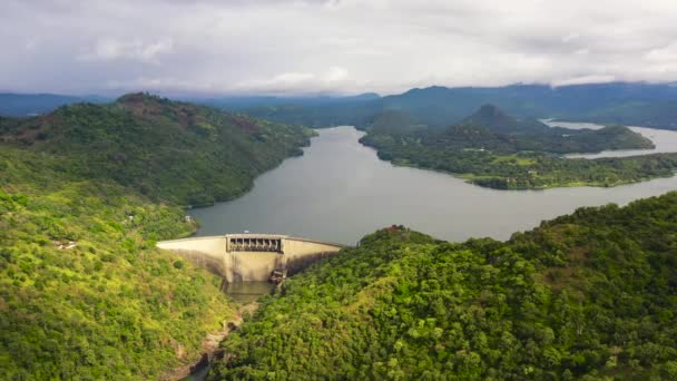 Drone Aérien Barrage Victoria Centrale Hydroélectrique Dans Province Montagneuse Sri — Video