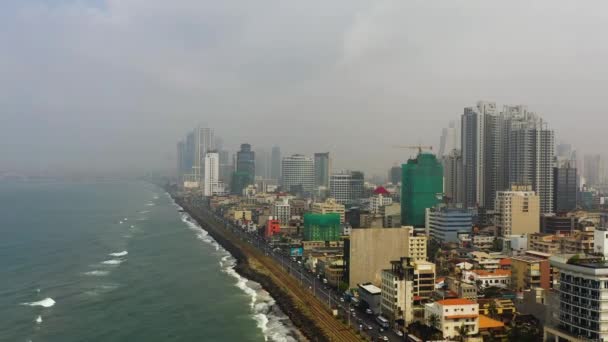 Jalan Jalan Dan Kereta Api Pantai Kota Colombo Sri Lanka — Stok Video