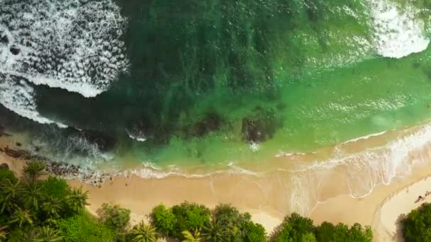 Turkuaz Suyu Olan Güzel Deniz Manzarası Kumsalının Insansız Hava Aracı — Stok video