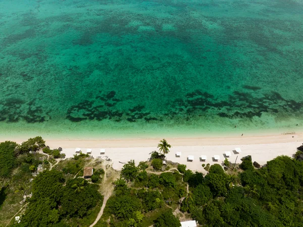 Vista Superior Playa Arena Tropical Mar Azul Isla Bantayan Filipinas — Foto de Stock