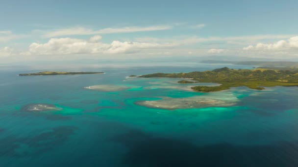 Seascape Tropical Islands Beach Azure Coral Reef Water Bucas Grande — стокове відео