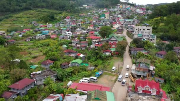 Stad Omgeven Door Bergen Een Topuitzicht Sagada Stad Luzon Eiland — Stockvideo