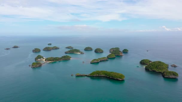 Vue Aérienne Petites Îles Avec Plages Lagunes Dans Parc National — Video