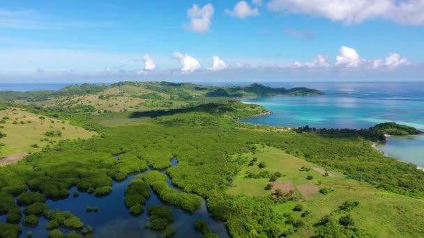 Тропічний Острів Білим Пляжем Карамоські Острови Філіппіни Прекрасні Острови Вид — стокове відео
