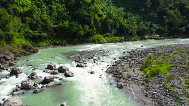 Fiume Montagna Con Sponde Rocciose Foresta Pluviale Sull Isola Luzon — Video Stock