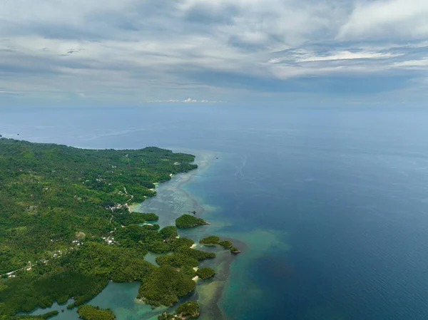 Aerial View Coastline Island Jungle Beaches Negros Philippines — Fotografia de Stock