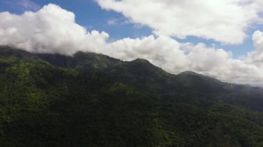 Aerial view of Tropical mountain range and mountain slopes with rainforest. Sri Lanka.
