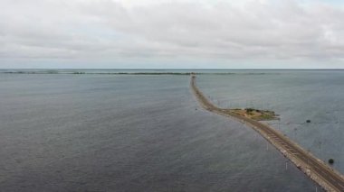 Aerial view of Sangupiddy Bridge is a road bridge across Jaffna Lagoon in northern Sri Lanka.
