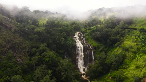 Vodopád Džungli Kital Ella Falls Deštném Pralese Srí Lanka — Stock video