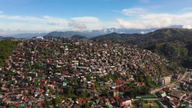 Top view of Baguio City with colorful houses in a mountainous province. Philippines, Luzon.