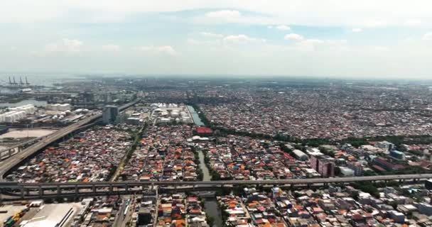 Domy Slumy Přístavní Oblasti Chudých Oblastí Jakarty Indonesia — Stock video