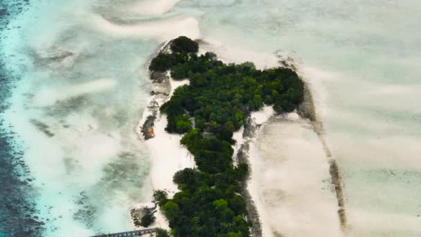 Drone Aéreo Ilha Com Praia Areia Recife Coral Parque Marinho — Vídeo de Stock
