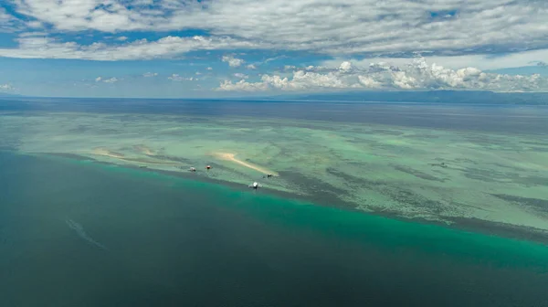 Aerial Drone Manjuyod Sandbar Sea Atoll Negros Filipinas —  Fotos de Stock