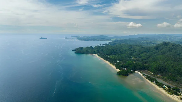 Dron Aéreo Isla Tropical Hermosa Playa Negros Filipinas — Foto de Stock