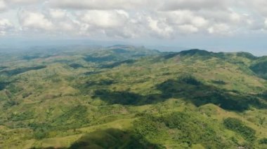 Aerial view of mountain landscape and countryside on Negros island. Philippines.
