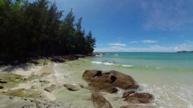 Tropical landscape with a beautiful beach. Borneo, Malaysia. Kalampunian Beach.