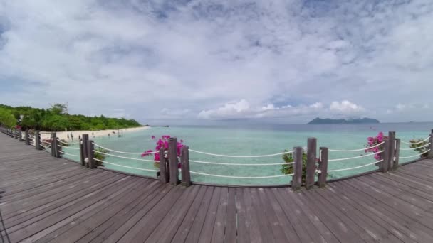 Prachtig Zee Landschap Strand Met Turquoise Water Maleisië Pompom Eiland — Stockvideo