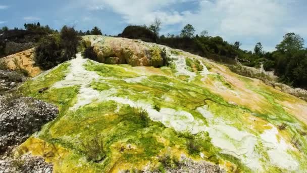 Геотермальні Гарячі Джерела Покриті Сіркою Вулканічною Активністю Сіпохолон Північна Суматра — стокове відео