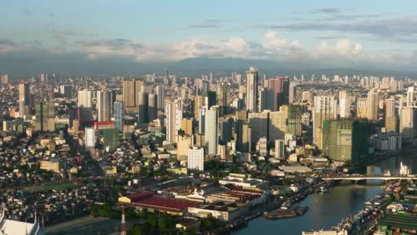 Manila Şehri Asya Nın Büyük Metropolü Gökdelenleri Modern Binaları Var — Stok video