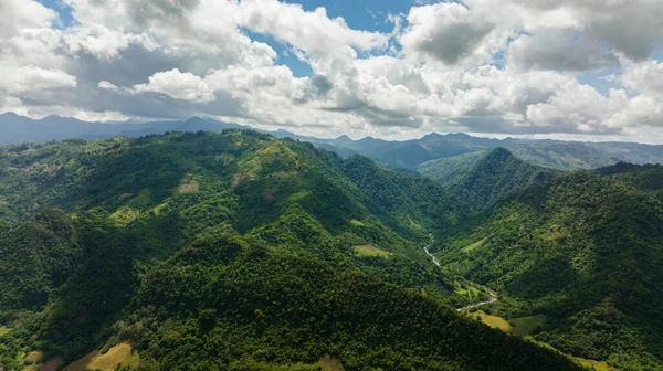 Vista Aérea Del Paisaje Tropical Con Montañas Colinas Filipinas — Foto de Stock