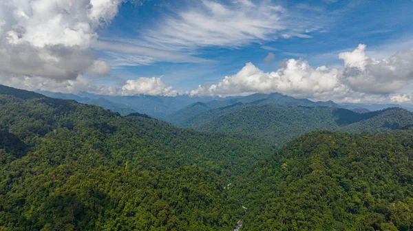 Montagnes Couvertes Forêt Tropicale Arbres Ciel Bleu Avec Des Nuages — Photo