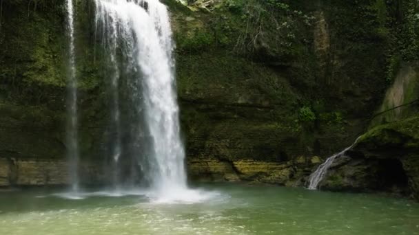 Vista Superior Cachoeira Floresta Tropical Tropical Ben Ben Falls Selva — Vídeo de Stock