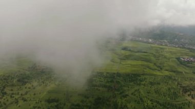 Sumatra 'daki çay evinin insansız hava aracı. Kayu Aro dağ çay çiftliği. Endonezya.