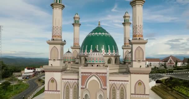 Vista Aérea Hermosa Mezquita Asia Masjid Agung Syahrun Nur Tapanuli — Vídeos de Stock