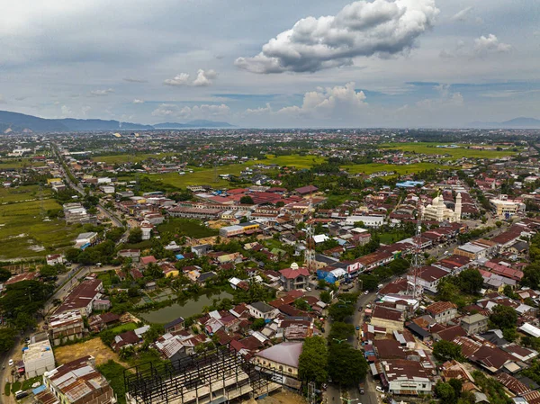 Luftaufnahme Der Stadt Banda Aceh Mit Wohngebieten Und Häusern Sumatra — Stockfoto