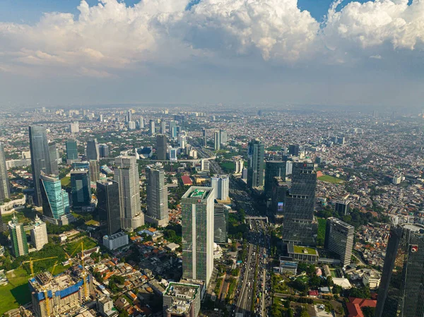 stock image Jakarta, Indonesia - October 11, 2022: Aerial view of skyscrapers and modern buildings in Jakarta.