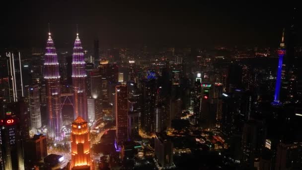Kuala Lumpur Malezya Eylül 2022 Kuala Lumpur Şehir Merkezinden Gece — Stok video
