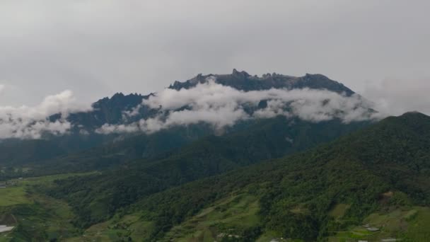 Górny Widok Górę Kinabalu Znajduje Się Sabah Wyspy Jest Najwyższa — Wideo stockowe