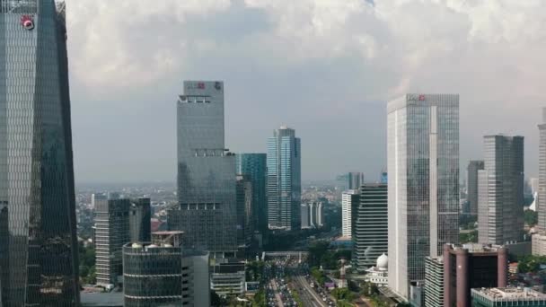 Cityscape Шоссе Небоскребами Джакарте Индонезия — стоковое видео