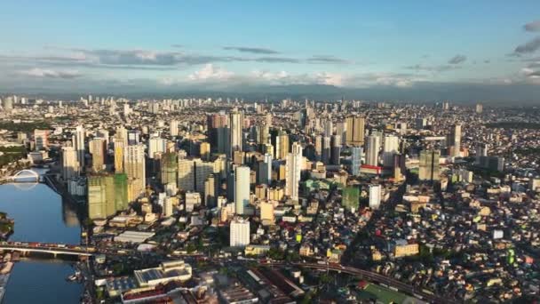 Manilla Hoofdstad Van Filipijnen Met Moderne Gebouwen Wolkenkrabbers — Stockvideo