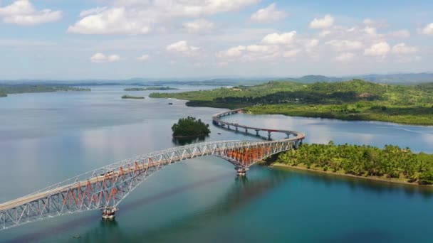San Juanico Köprüsü Filipinler Adaların Arasındaki Yol Köprüsü Üst Manzara — Stok video