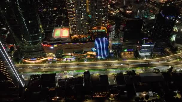 Városkép Autópályával Felhőkarcolókkal Jakartában Éjszaka — Stock videók