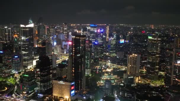 Top View Indonezyjskiej Stolicy Dżakarty Nocy — Wideo stockowe