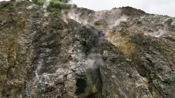 Füstölgő Füst Vulkáni Tevékenység Légi Felvételei Mag Aso Vulkanikus Gőzforrás — Stock videók