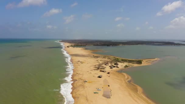 熱帯の砂浜と青い海と海の景色のトップビュー スリランカのカルピティヤ — ストック動画