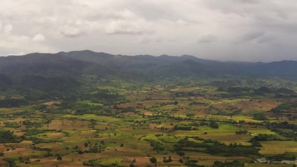Paisaje Agrícola Con Tierras Cultivo Paisaje Montaña Con Colinas Verdes — Vídeo de stock