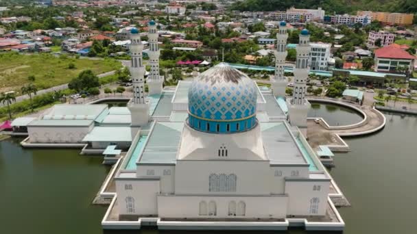 Vista Superior Mezquita Bandaraya Kota Kinabalu Likas Kota Kinabalu Sabah — Vídeos de Stock