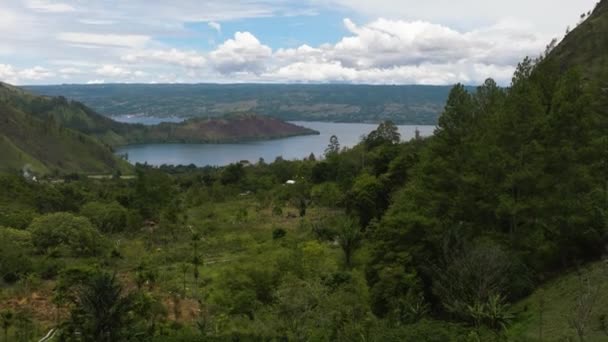 Montagne Con Foresta Lago Toba Isola Samosir Sumatra Indonesia — Video Stock