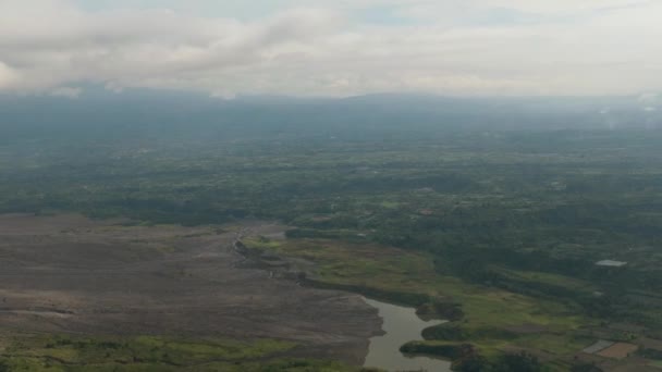 Luchtfoto Drone Van Landbouwgrond Het Platteland Landbouwlandschap Sumatra Berastagi Indonesië — Stockvideo