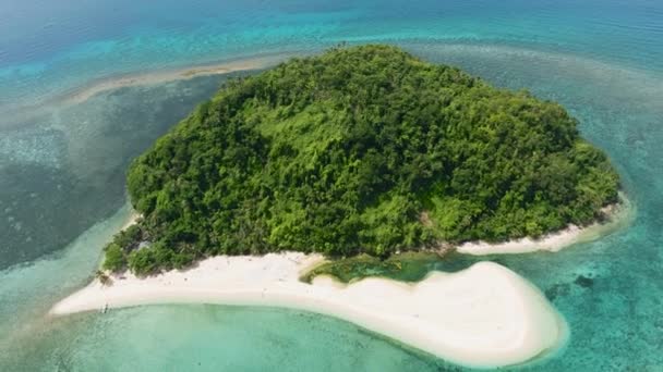 Vista Superior Hermosa Playa Una Isla Tropical Mar Azul Isla — Vídeos de Stock