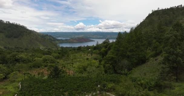 Ormanı Toba Gölü Olan Dağlar Samosir Adası Sumatra Endonezya — Stok video