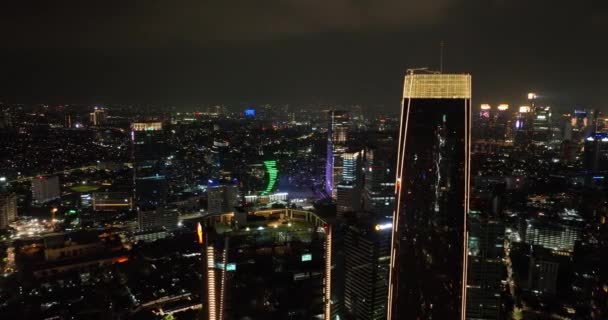 Vista Superior Las Calles Zonas Residenciales Yakarta Por Noche — Vídeos de Stock