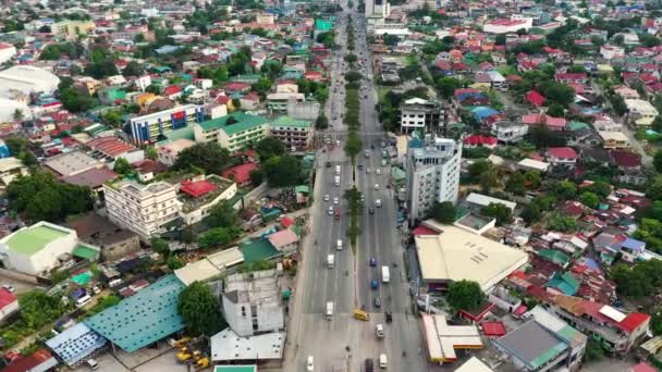 Motorväg Med Tung Trafik Manila Manila Stadsutsikt Uppifrån Med Gator — Stockvideo