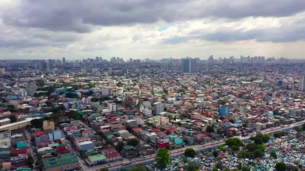 Populární Město Manila Hlavní Město Filipín Mrakodrapy Ulicemi Budovami Vzdušný — Stock video